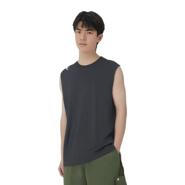 乔丹 男子训练系列 简约纯色经典百搭基础款宽松背心 男款 黑砂灰