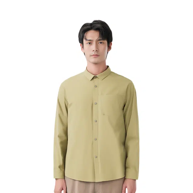 乔丹 时尚背面字母舒适简约翻领百搭长袖衬衫 男款
