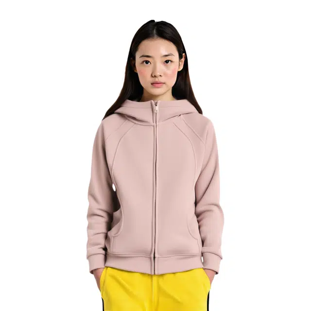 玉儿恋 加厚外套连帽宽松休闲开衫卫衣 女款 樱花粉