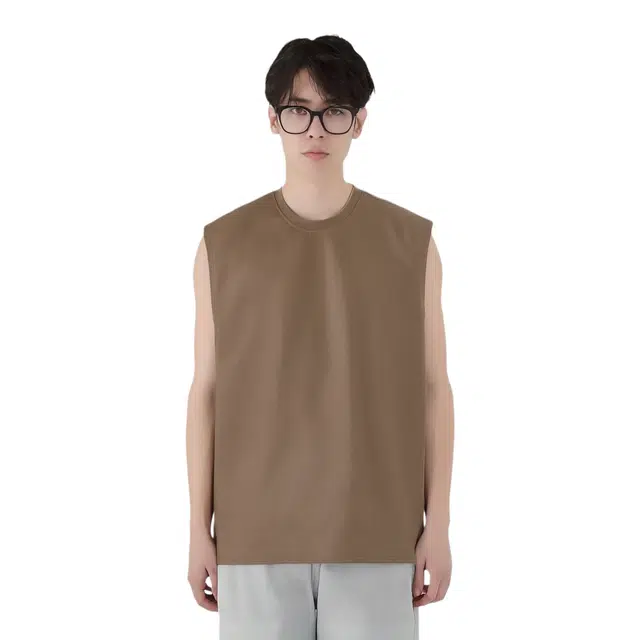 杜克恩 麂皮绒美式重磅无袖坎肩夏季外穿复古高级感纯色圆领宽松痞帅潮牌运动健身背心 男女同款