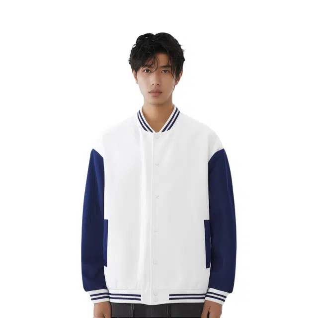 恒源祥  落肩撞色潮流学院风拼接棒球服 男款