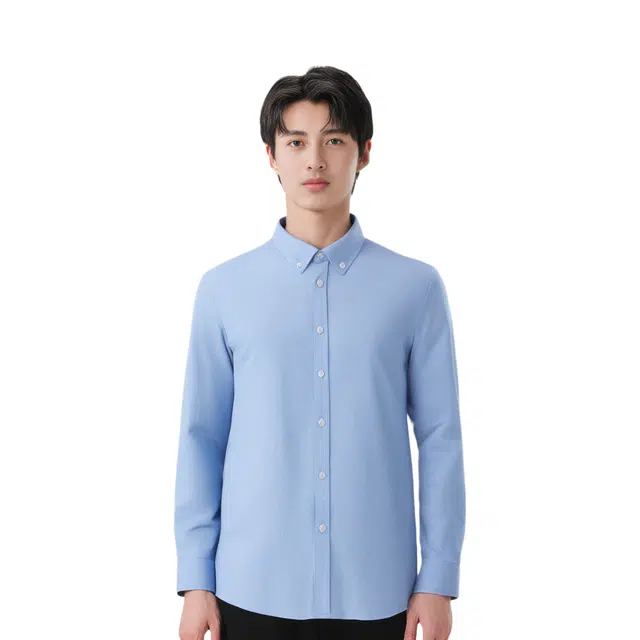 红豆 全棉牛津纺精梳纯棉松软透气商务休闲衬衣四季通勤长袖上衣衬衫 男款