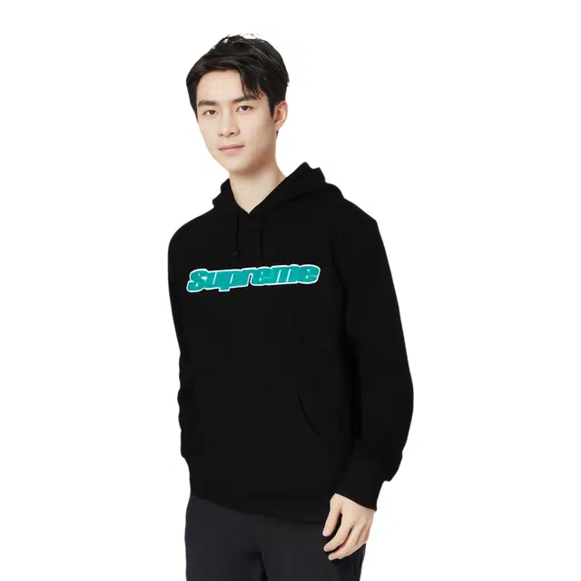 Supreme SS19 Chenille Hooded Sweatshirt Black Logo