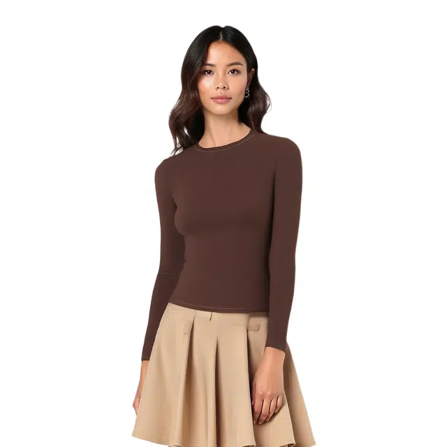 SKIMS FITS EVERYBODY LONG SLEEVE T-SHIRT T COCOA
