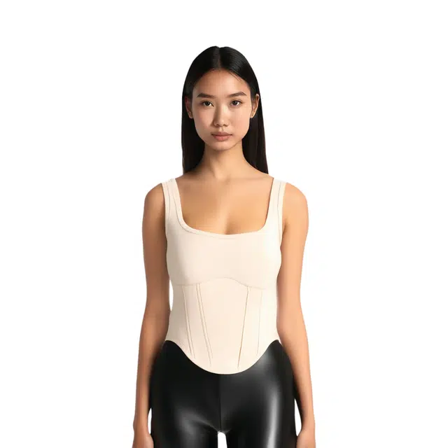 Victoria's Secret PINK THE CINCHED PIQU CORSET TOP Canvas