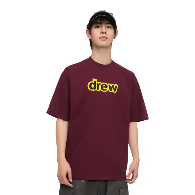 Drew House FW22 Secret Ss Tee Burgundy LogoT