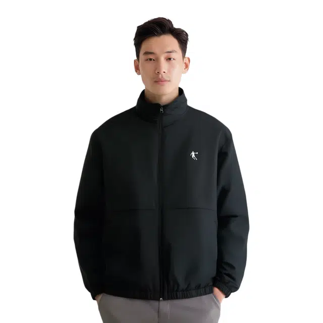 乔丹 运动休闲简约纯色立领夹克外套 男款 黑色