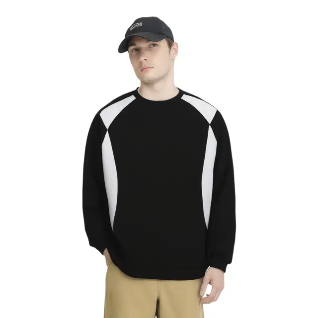 海尔斯 复古套头拼色宽松时尚简约百搭卫衣 男款