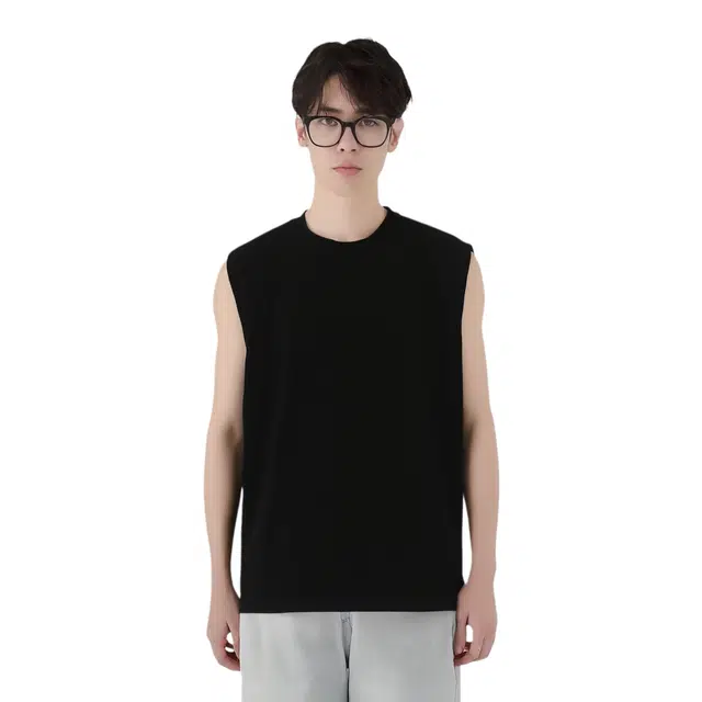 杜克恩 麂皮绒美式重磅无袖坎肩夏季外穿复古高级感纯色圆领宽松痞帅潮牌运动健身背心 男女同款