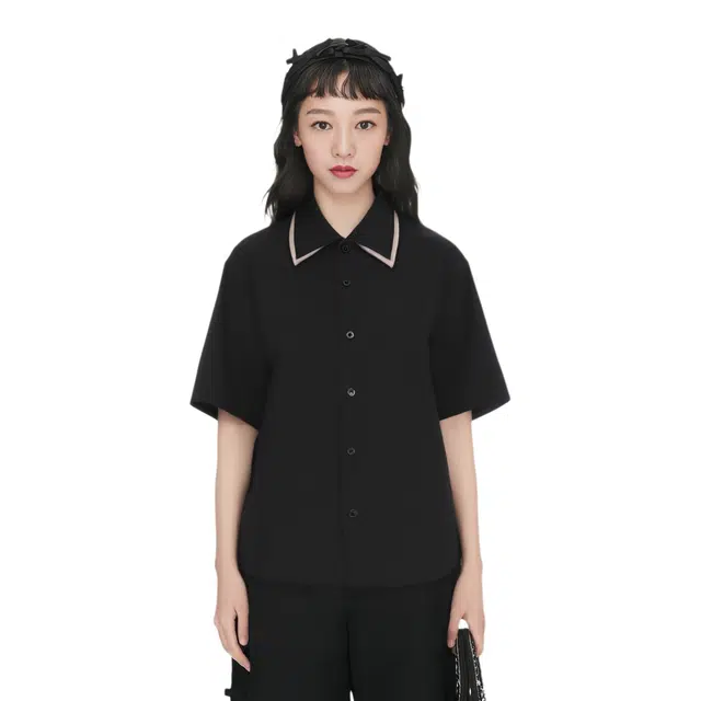 拓菲 设计感小众美式复古老钱风休闲衣服通勤短袖衬衫 男女同款