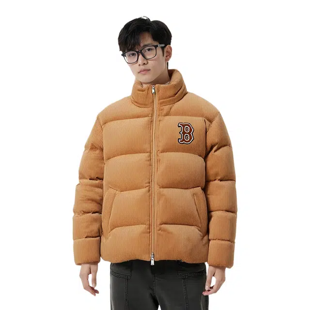 MLB FW23 Embroidered Corduroy Down Jacket Beige
