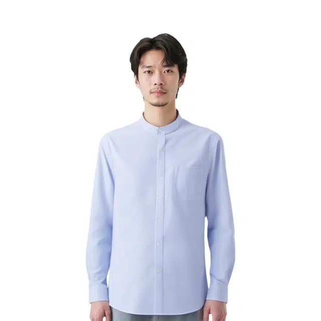 与狼共舞 立领全棉纯色亲肤时尚户外舒适轻薄长袖衬衫 男款