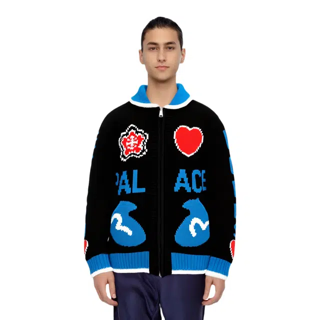 PALACE x EVISU 3.0 SS23 PALACE EVISU COWICHAN KNIT BLACK Logo