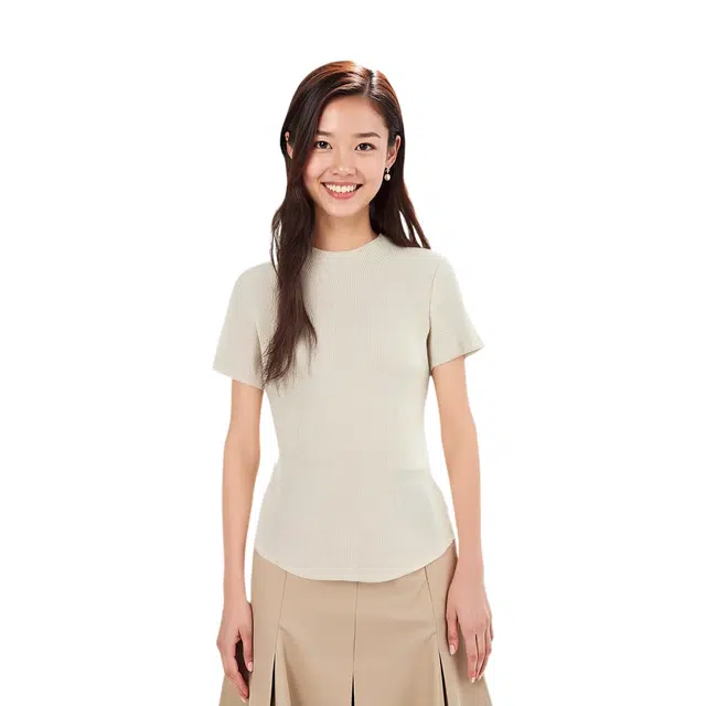 爱依服 简约气质短袖针织衫 女款