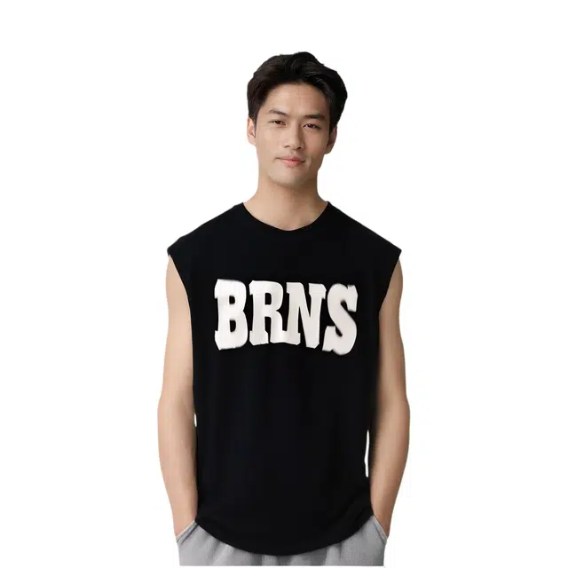 舒适休闲薄款字母印花直筒运动纯棉无袖百搭运动上衣背心 男女同款
