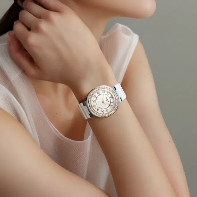 Hermes Watch Automatic 36mm White Dial Rubber Strap