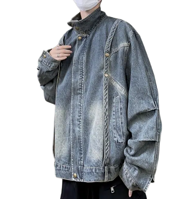 地界二 设计感扎染男士潮牌衣服美式高街复古痞帅扎染春秋季潮牌渐变宽松型潮牛仔外套 男款