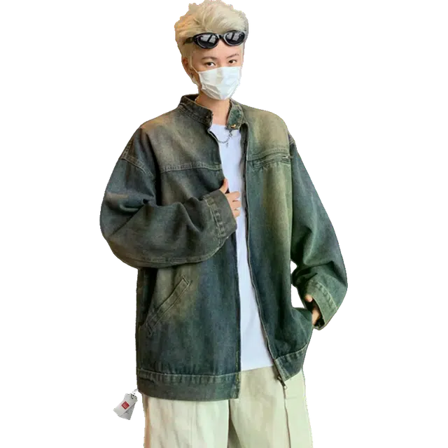 北极绒 美式复古高街潮牌宽松痞帅休闲翻领牛仔外套 男款