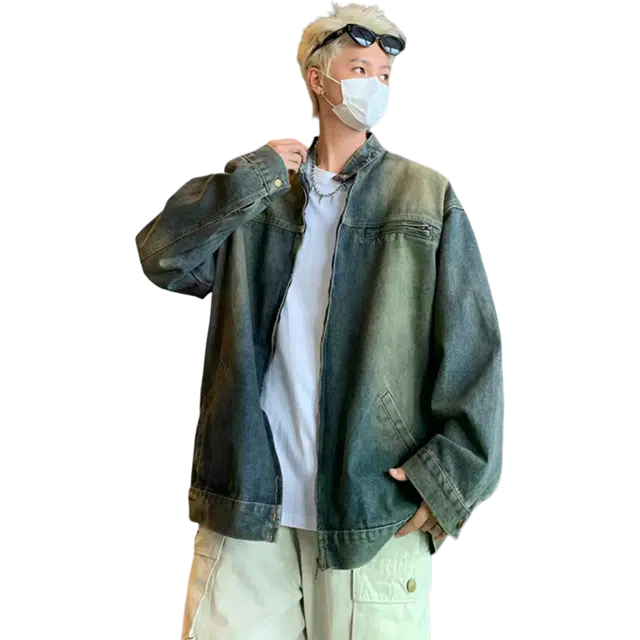 北极绒 美式复古高街潮牌宽松痞帅休闲翻领牛仔外套 男款