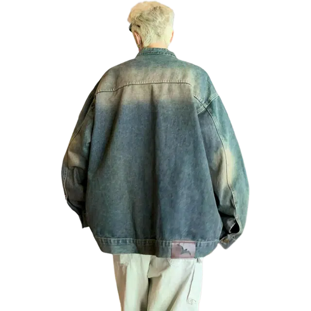 北极绒 美式复古高街潮牌宽松痞帅休闲翻领牛仔外套 男款