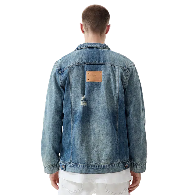 逆腾 美式复古工装宽松翻领牛仔外套 男女同款