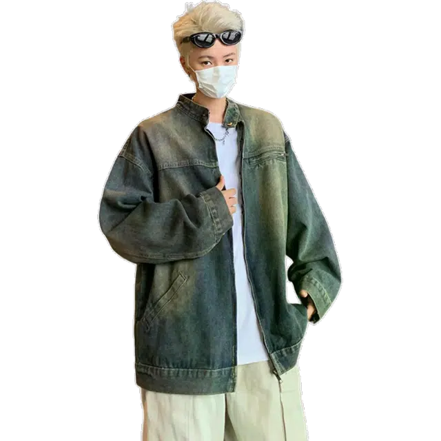 北极绒 美式复古高街潮牌宽松痞帅休闲翻领牛仔外套 男款