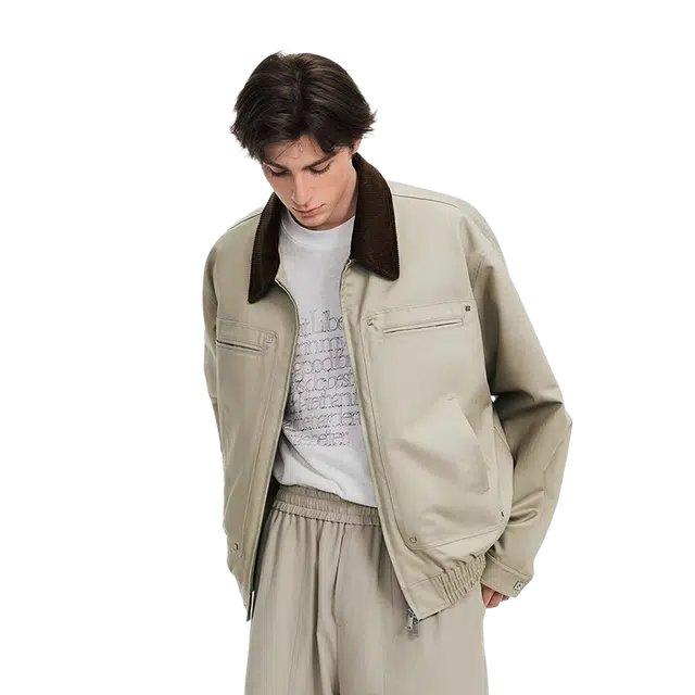 一碗士多  复古巴恩风高街痞帅美式纯色百搭小众宽松舒适个性通勤日常户外运动翻领落肩袖棒球服 男女同款