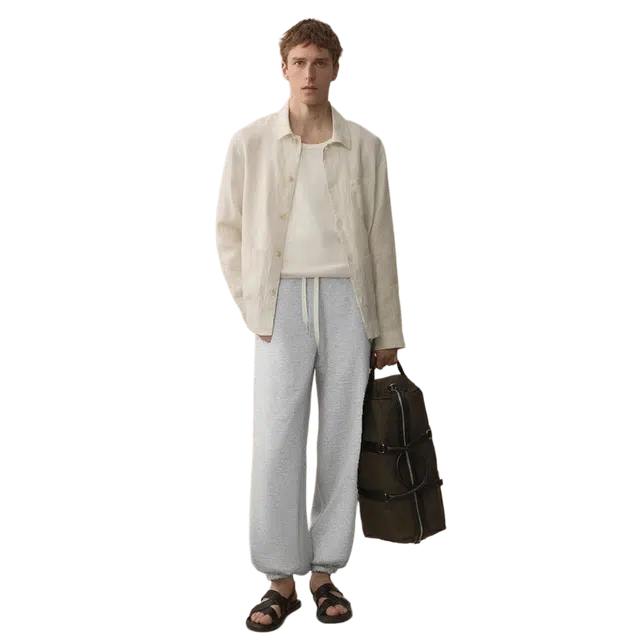 一碗士多 纯色束脚拼接简约韩系慵懒风哦姐复古穿搭不贴腿垂感好时尚吸睛宽松舒适卫裤日常百搭重磅阔腿裤休闲裤 男女同款