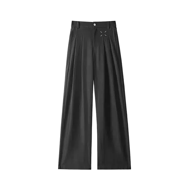 北极绒 高级感秋季垂感阔腿西裤潮牌宽松直筒阔腿西装裤 男款