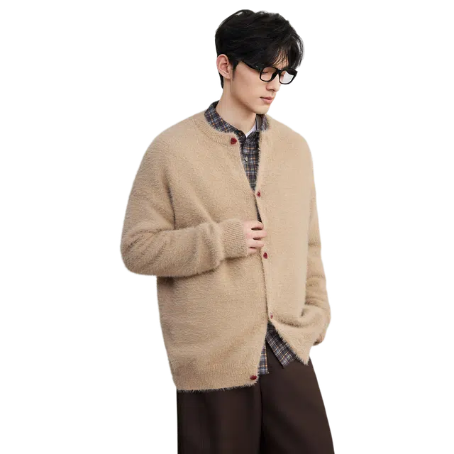 独驰 独驰开衫拉绒工艺圆领保暖毛线衣男秋冬高级柔软外套针织衫 男女同款