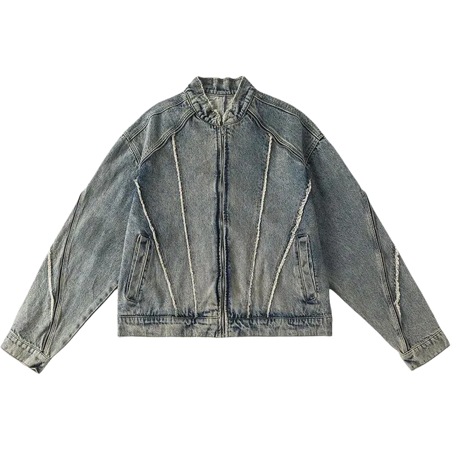 北极绒 美式复古解构毛边穿搭街头潮牌嘻哈机车痞帅牛仔外套 男款