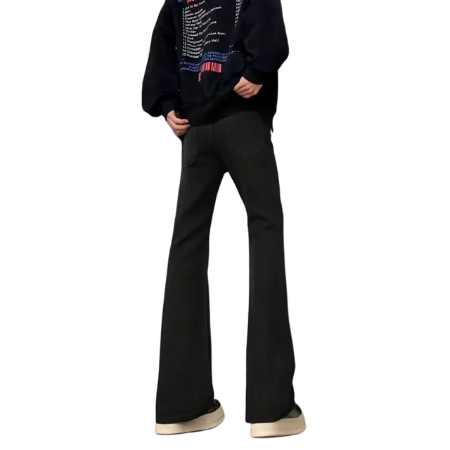 一碗士多 柳叶弯刀微喇极简基础款美式复古嘻哈街头怀旧拼色多选痞帅修身高腰长裤日常百搭通勤户外休闲秋冬必备牛仔裤 男女同款