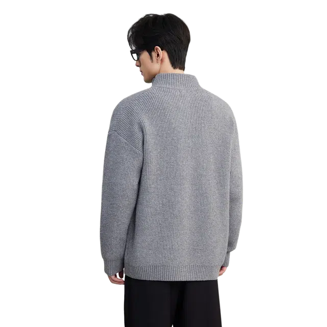 独驰 独驰含羊毛双拉链立领开衫毛线衣男秋冬高级休闲保暖外套针织衫 男女同款