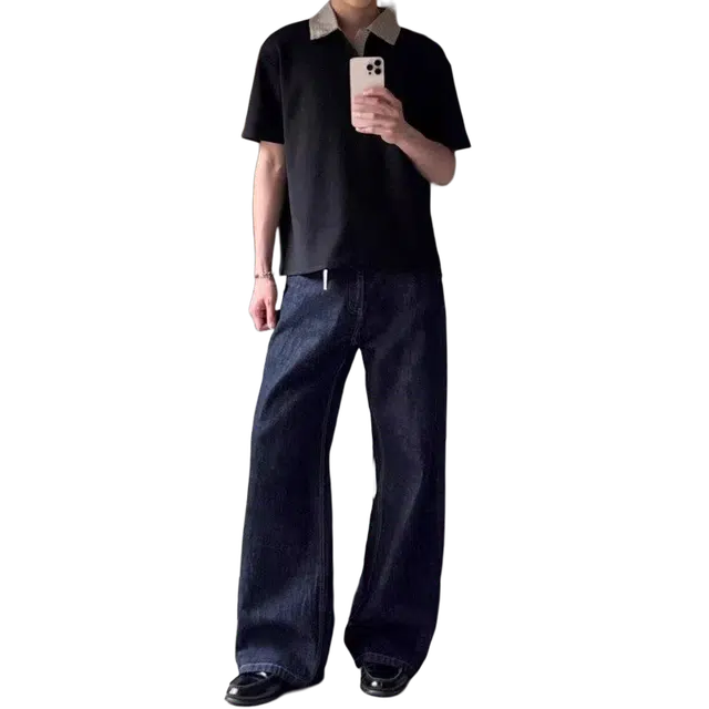 拓菲 夏装时尚千鸟格拼接宽松百搭潮流短袖衬衫 男女同款