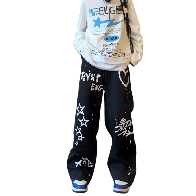 北极绒 美式复古高街男潮牌高街秋冬宽松直筒长裤潮牌休闲裤 男款