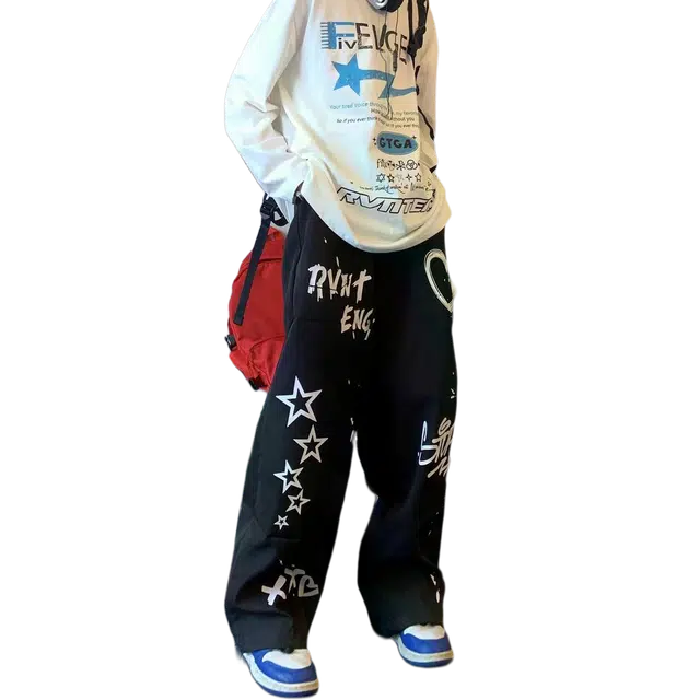 北极绒 美式复古高街男潮牌高街秋冬宽松直筒长裤潮牌休闲裤 男款