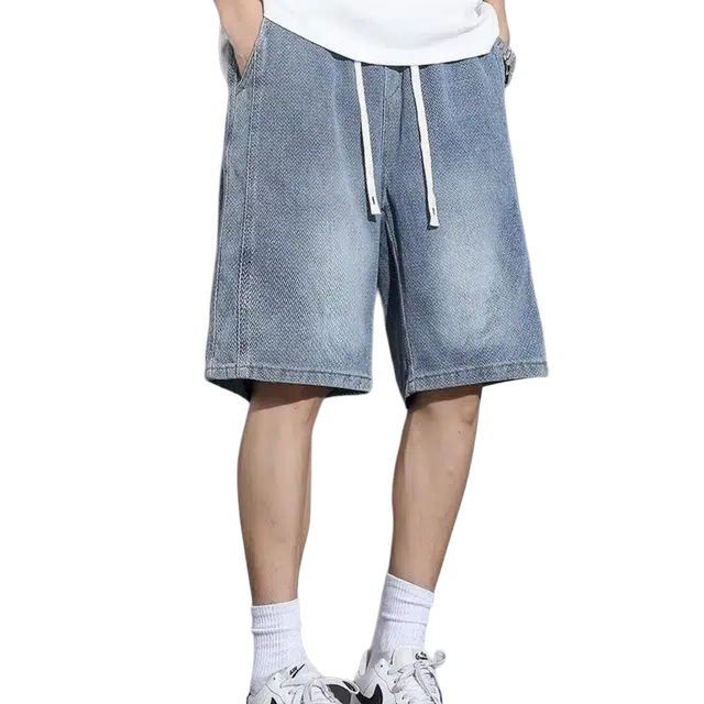 木木兔 美式夏季男士五分裤宽松直筒时牛仔短裤 男款