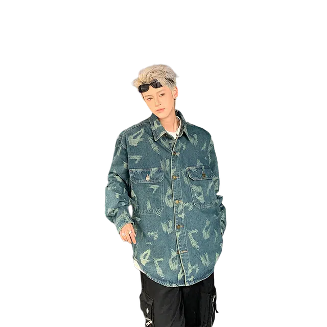 北极绒 潮流设计感宽松美式潮牌复古休闲牛仔外套 男款