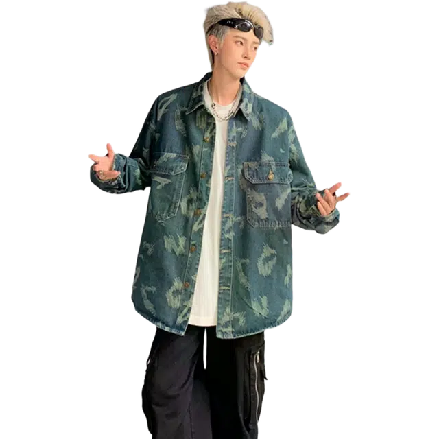 北极绒 潮流设计感宽松美式潮牌复古休闲牛仔外套 男款