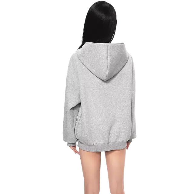 一碗士多 美式复古高街小众简约百搭纯色斜排拉链设计个性时尚宽松舒适柔软日常通勤户外长袖连帽夹克 男女同款