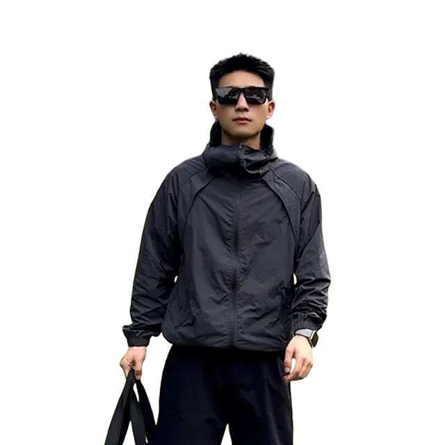 佑麟 美式户外速干冰丝防晒衣男夏季薄款凉感双拉链衣透气拼接防晒服外套 男女同款