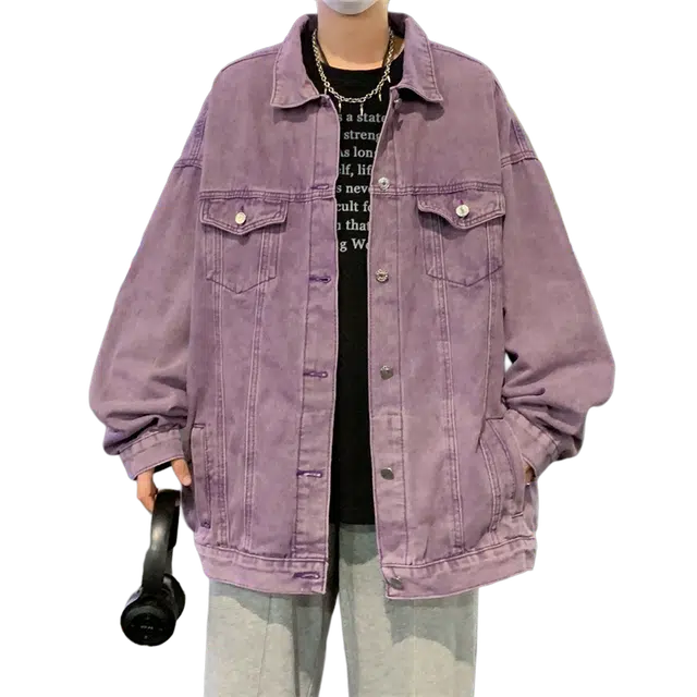 北极绒 水洗美式复古潮牌休闲宽松青少年翻领牛仔外套 男款