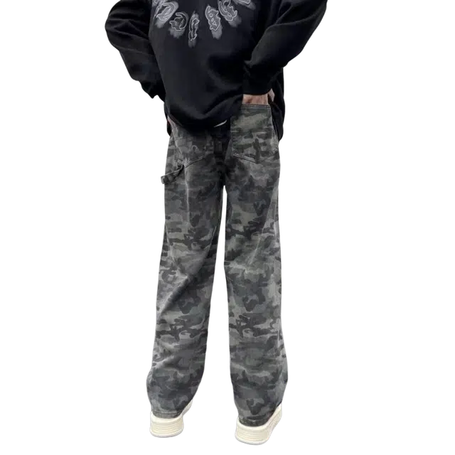 一碗士多 直筒美式高街潮流日常百搭休闲工装垂感牛仔裤 男女同款