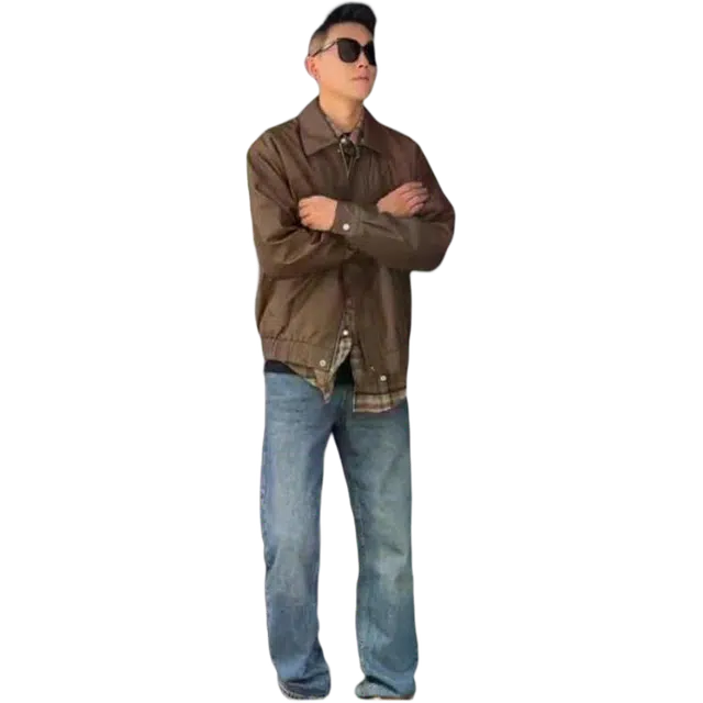 北极绒 短款美式痞帅硬汉穿搭翻领猎装皮衣 男款