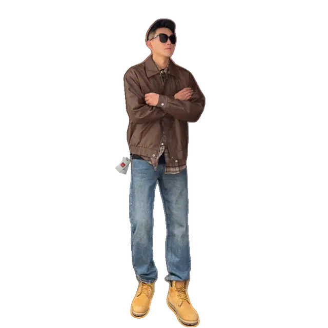 北极绒 短款美式痞帅硬汉穿搭翻领猎装皮衣 男款