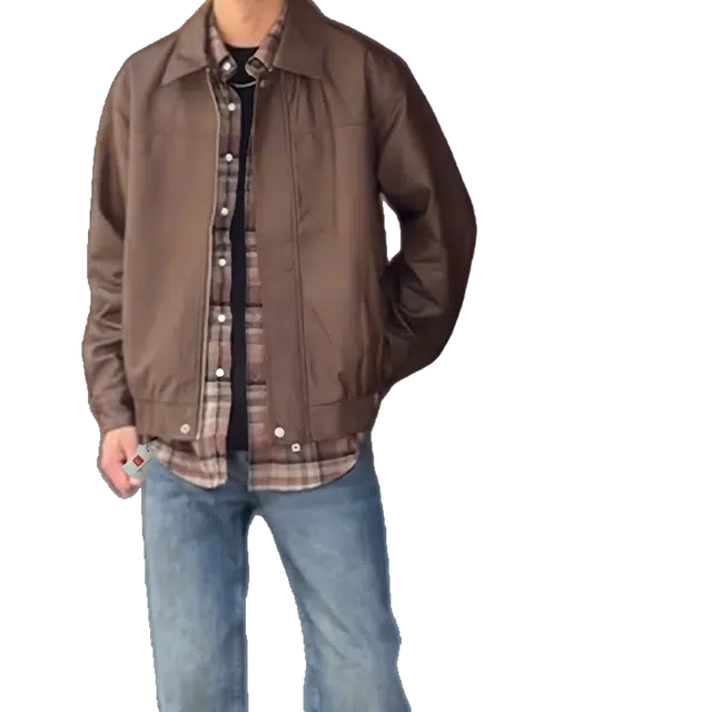 北极绒 短款美式痞帅硬汉穿搭翻领猎装皮衣 男款