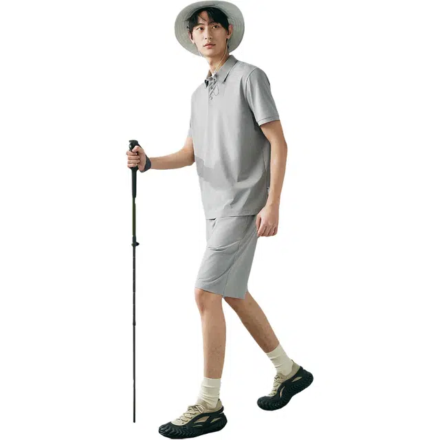 棉先生 棉感吸湿速干纯色直筒裤松紧腰休闲短裤 男款