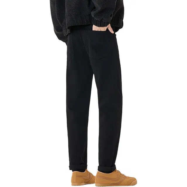 希越 宽松锥形直筒休闲潮流百搭哈伦九分牛仔裤 男款