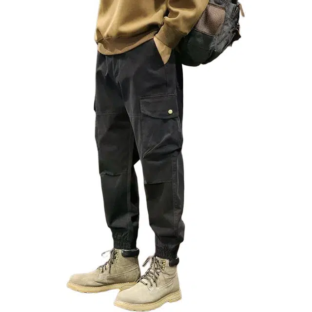 路杰邦 秋季休闲裤男士潮牌宽松束脚大码美式哈伦痞帅长裤工装裤 男款