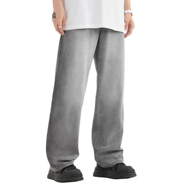 三福 阔腿街头中腰百搭长裤牛仔裤 男款